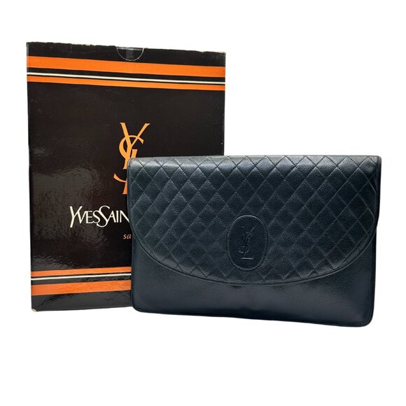 RARE- Vintage Yves Saint Laurent Quilted Clutch, Unused - Picture 6 of 9